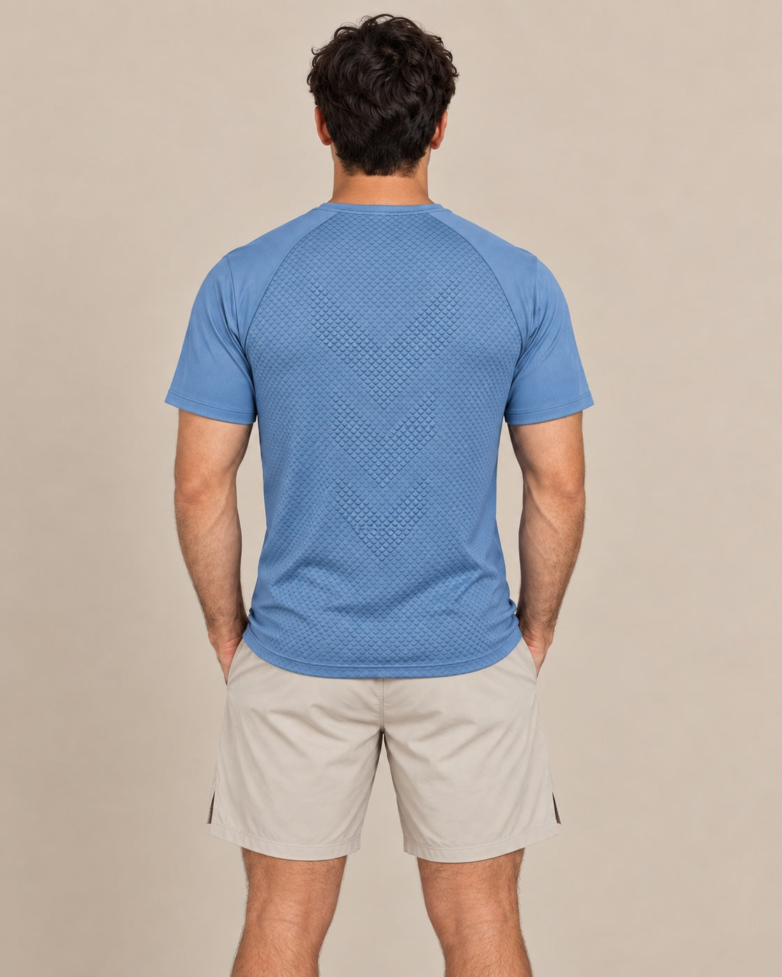 ARROWS men's blue performance T-shirt back view