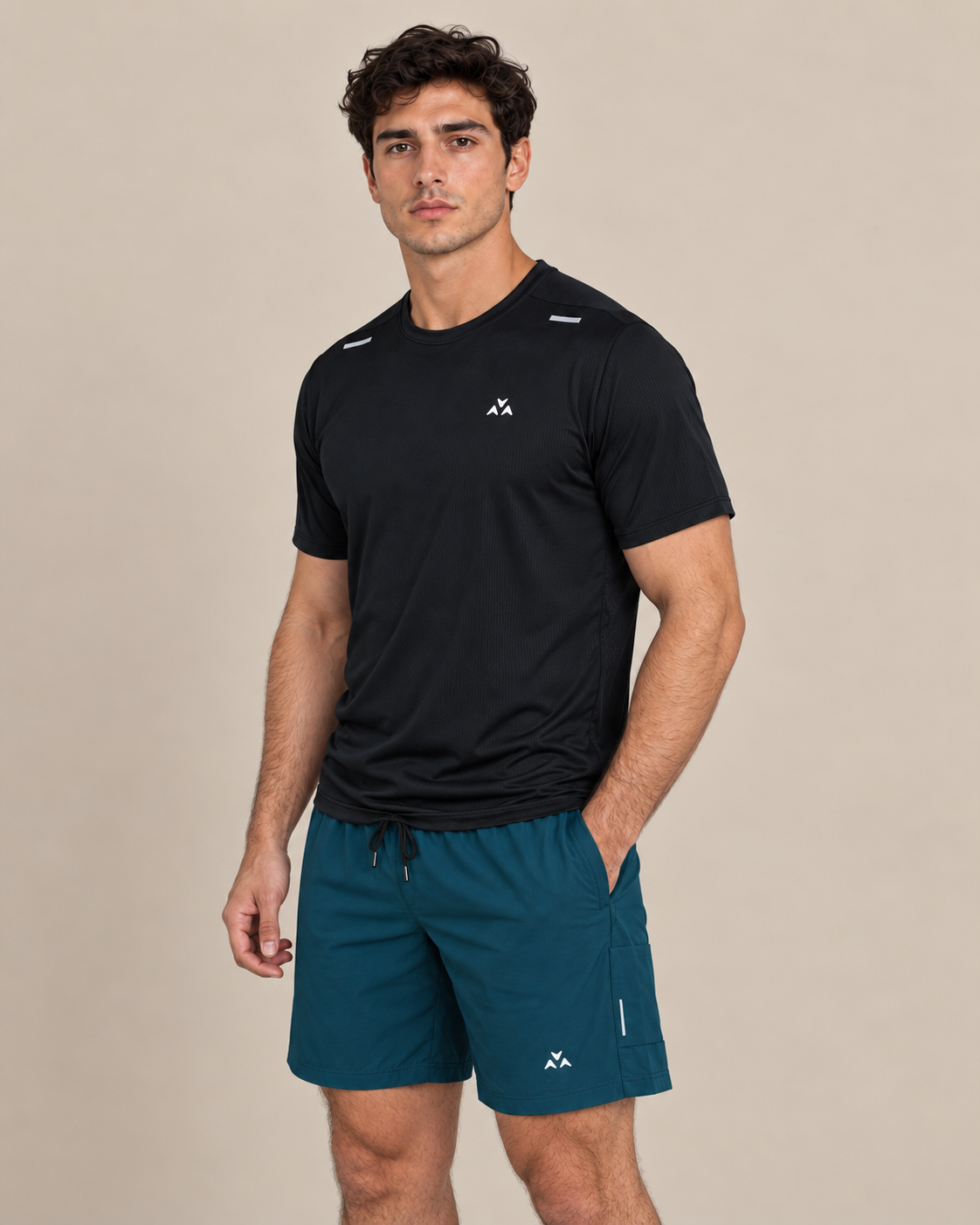 ARROWS men's Performance T-Shirt in Onyx Black - angled front view